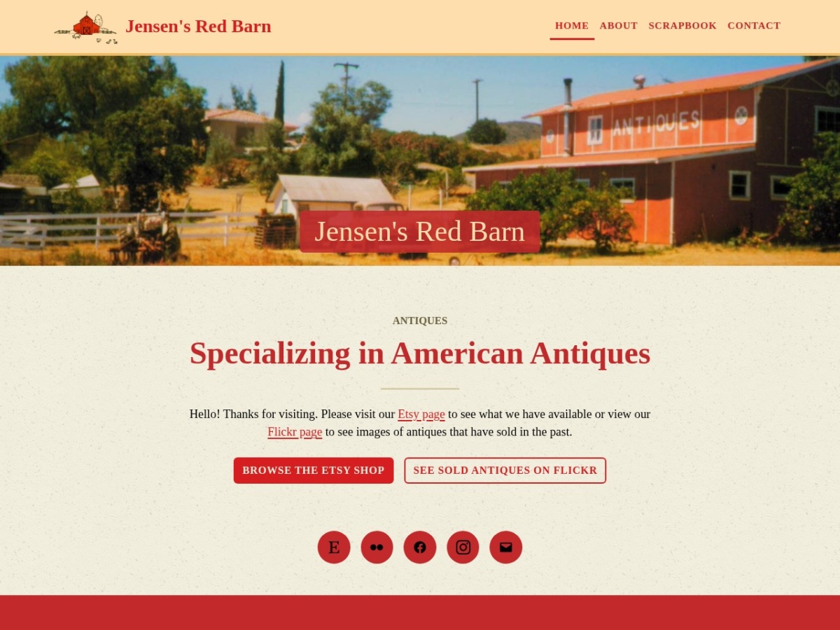Jensen's Red Barn website